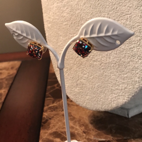 🆕 Kate Spade square mini small stud multi glitter earrings - Picture 6 of 15